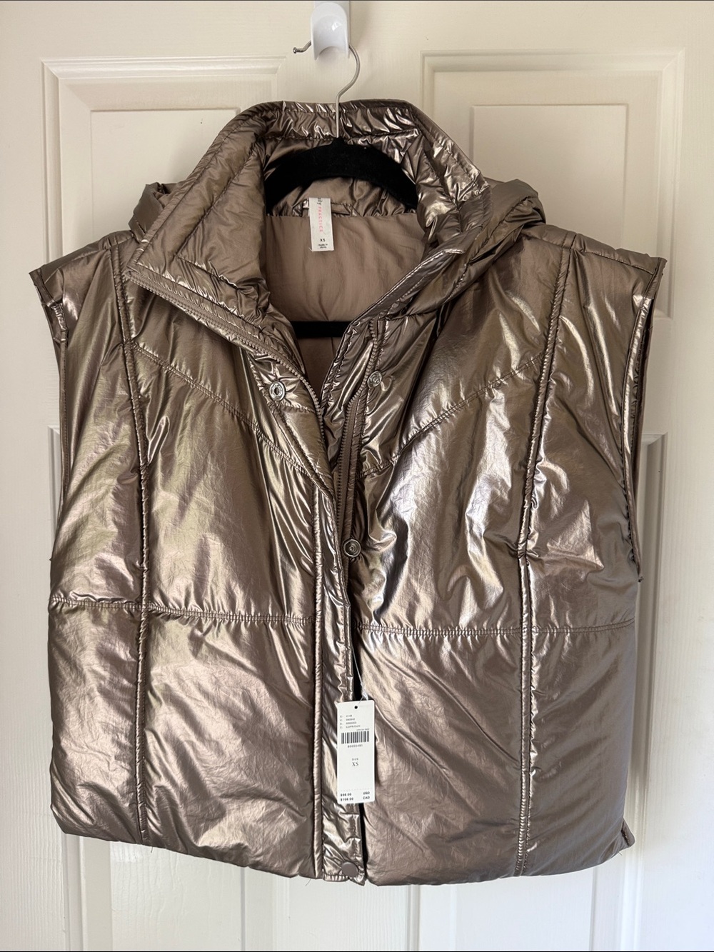 NWT DAILY PRACTICE/ANTHROPOlOGiE METALLIC CROP PUFFER VEST XS